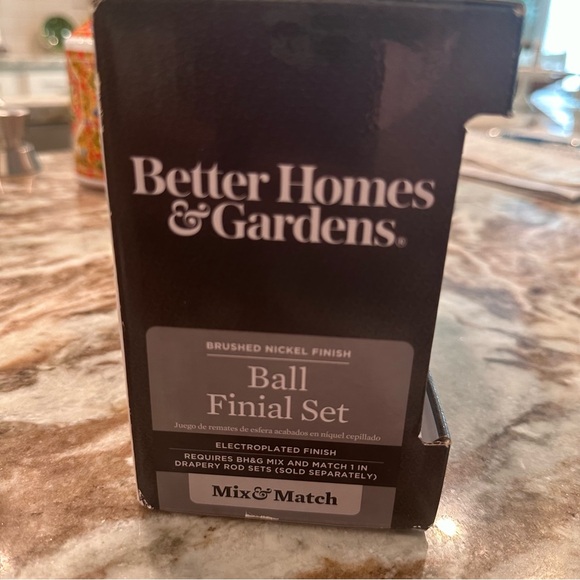 Better Homes & Gardens Finial Set for Curtain Rod Brushed Nickel Finish - Picture 5 of 6